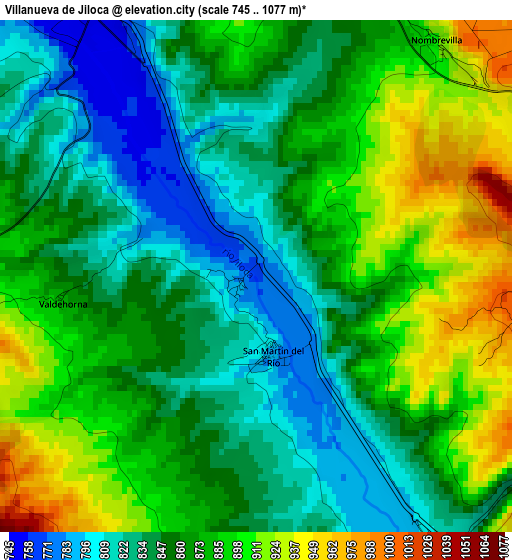 Villanueva de Jiloca elevation map