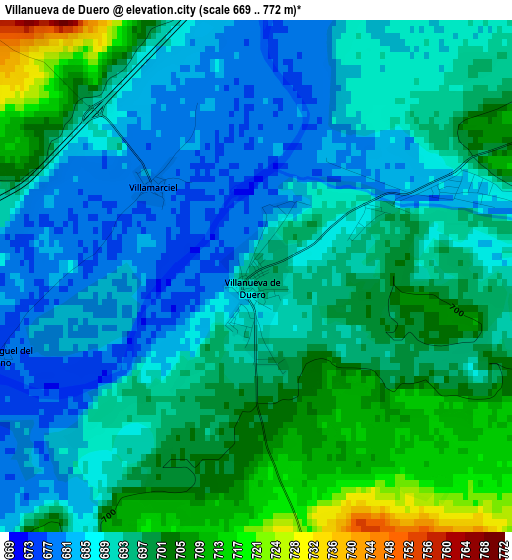 Villanueva de Duero elevation map