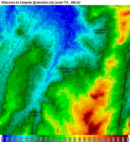 Villanueva de Campeán elevation map