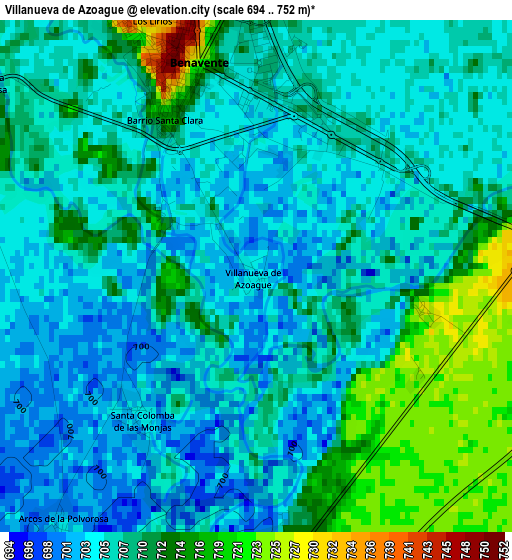 Villanueva de Azoague elevation map