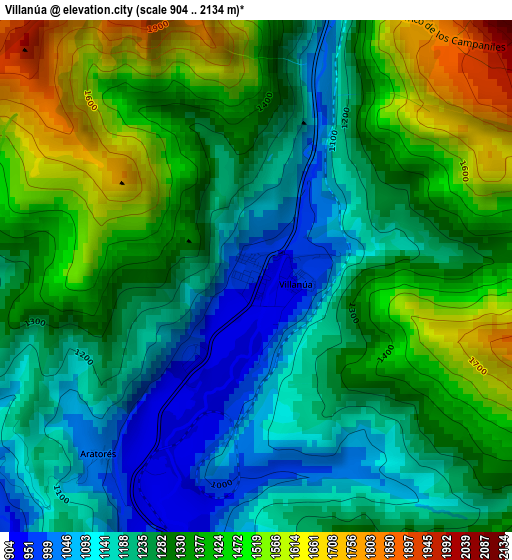 Villanúa elevation map