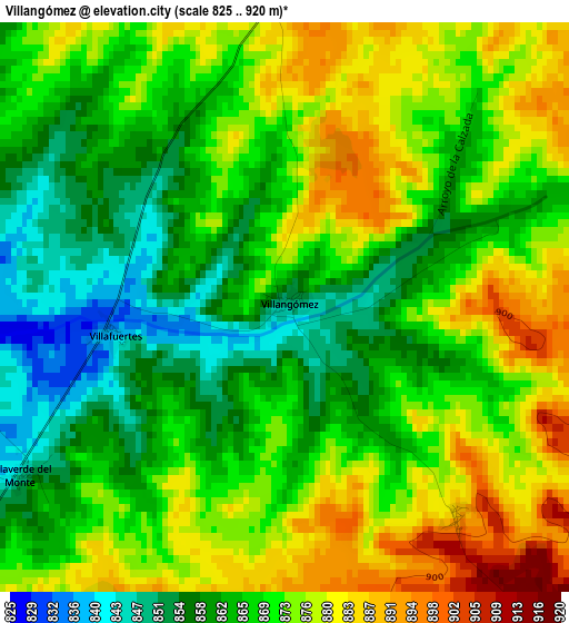 Villangómez elevation map