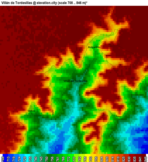 Villán de Tordesillas elevation map