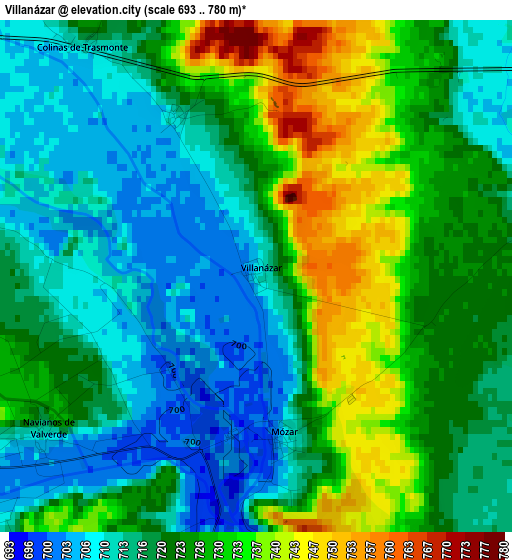 Villanázar elevation map