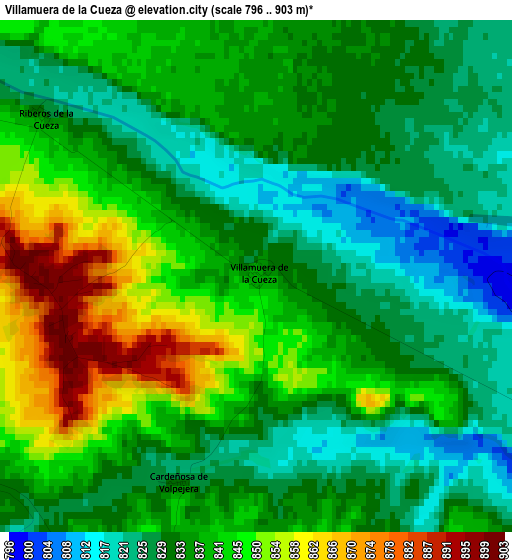 Villamuera de la Cueza elevation map