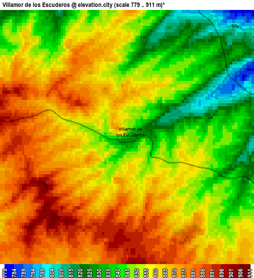 Villamor de los Escuderos elevation map