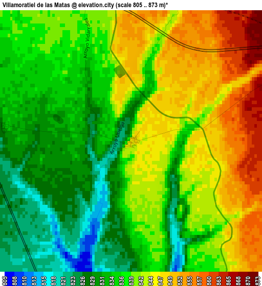 Villamoratiel de las Matas elevation map