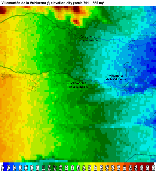 Villamontán de la Valduerna elevation map