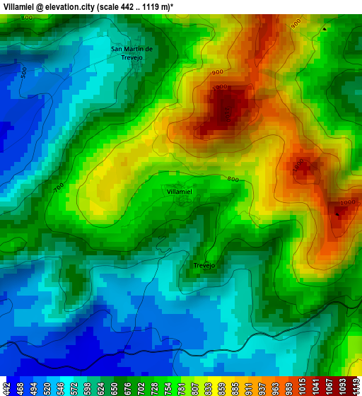 Villamiel elevation map