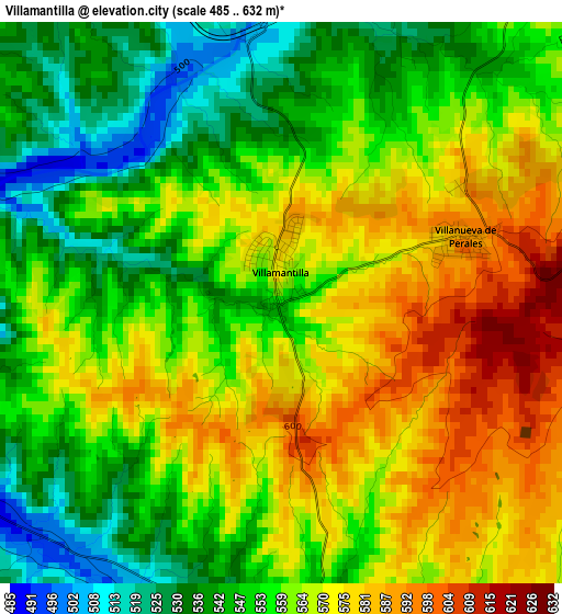 Villamantilla elevation map