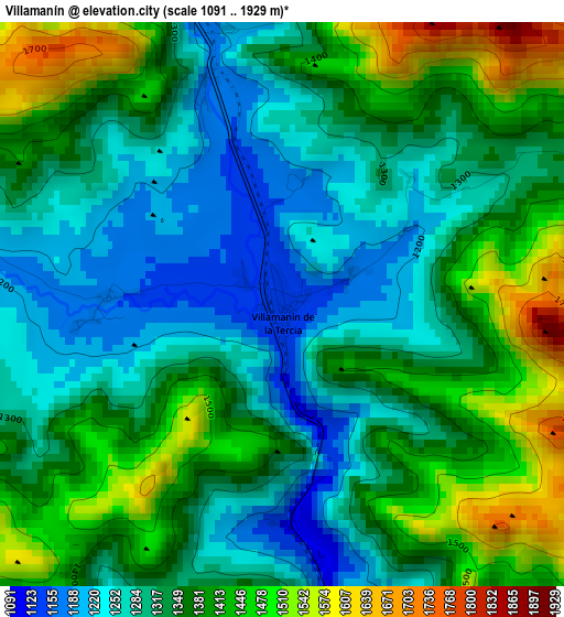 Villamanín elevation map