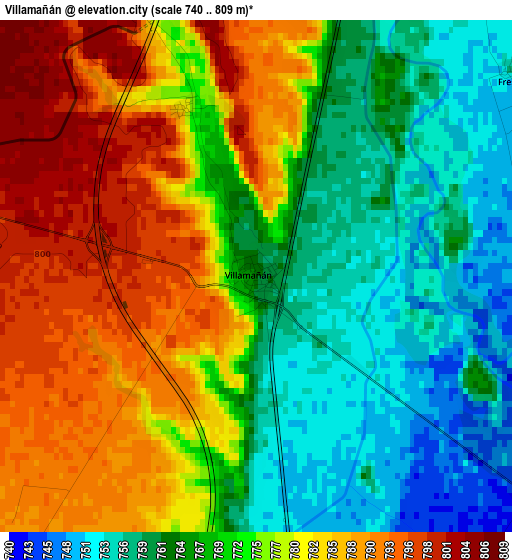 Villamañán elevation map