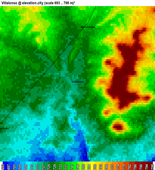 Villalonso elevation map