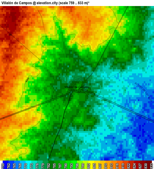 Villalón de Campos elevation map