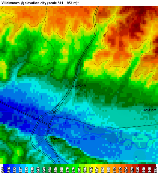 Villalmanzo elevation map