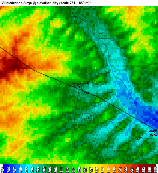 Villalcázar de Sirga elevation map