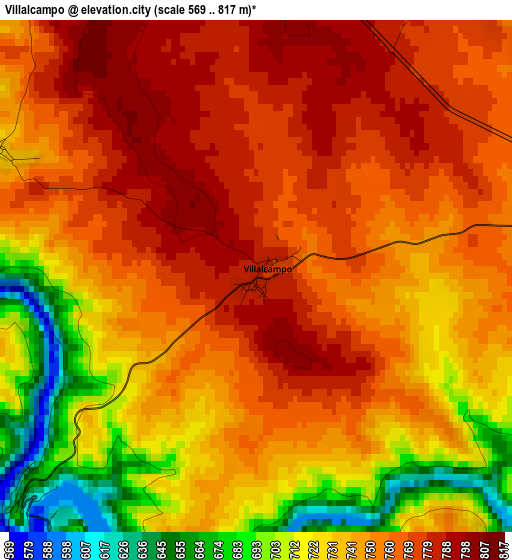 Villalcampo elevation map