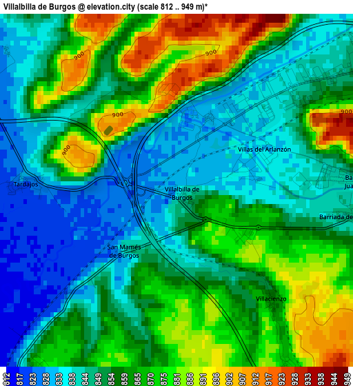 Villalbilla de Burgos elevation map