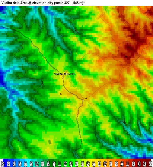 Vilalba dels Arcs elevation map