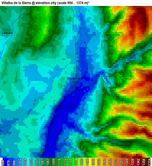 Villalba de la Sierra elevation map