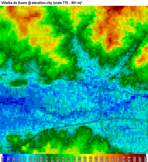 Villalba de Duero elevation map