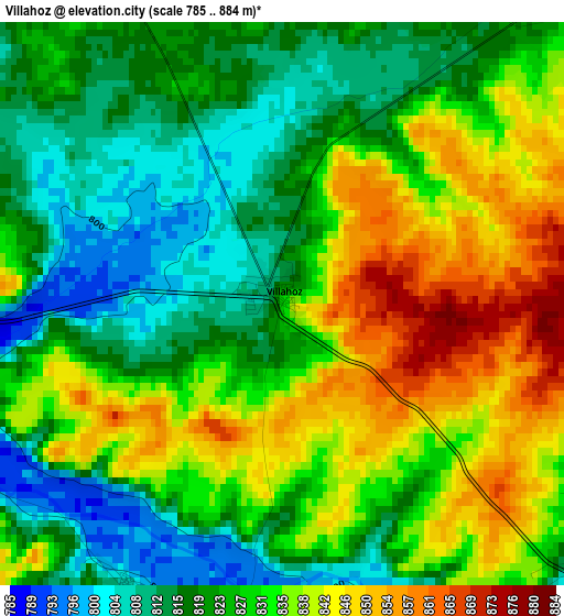 Villahoz elevation map