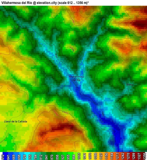 Villahermosa del Río elevation map