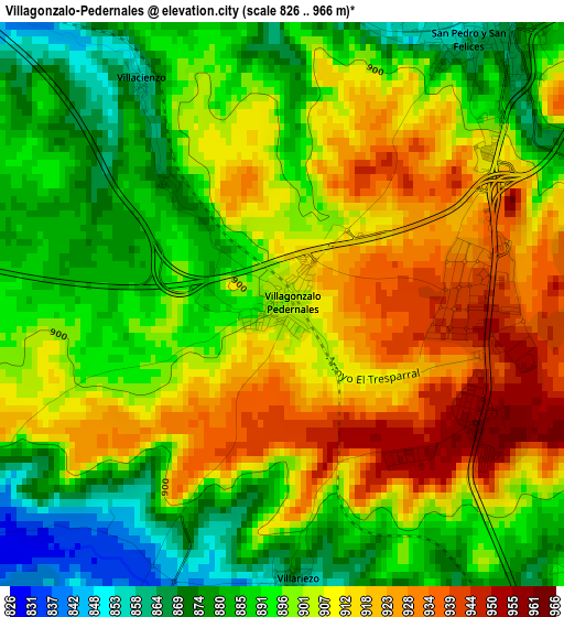 Villagonzalo-Pedernales elevation map