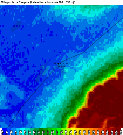 Villagarcía de Campos elevation map