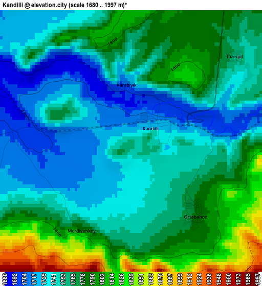 Kandilli elevation map