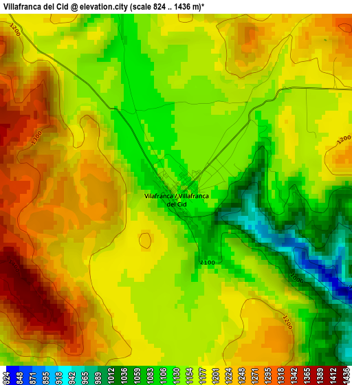 Villafranca del Cid elevation map