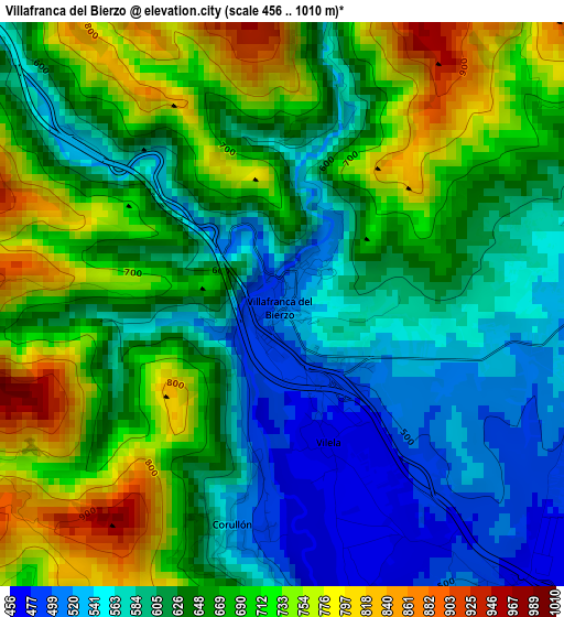 Villafranca del Bierzo elevation map