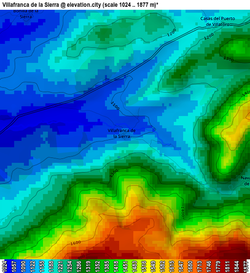 Villafranca de la Sierra elevation map