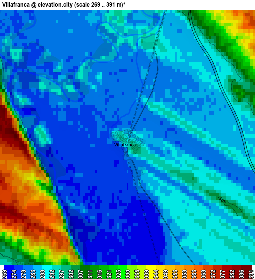 Villafranca elevation map