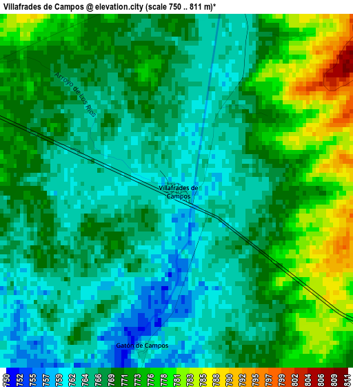 Villafrades de Campos elevation map