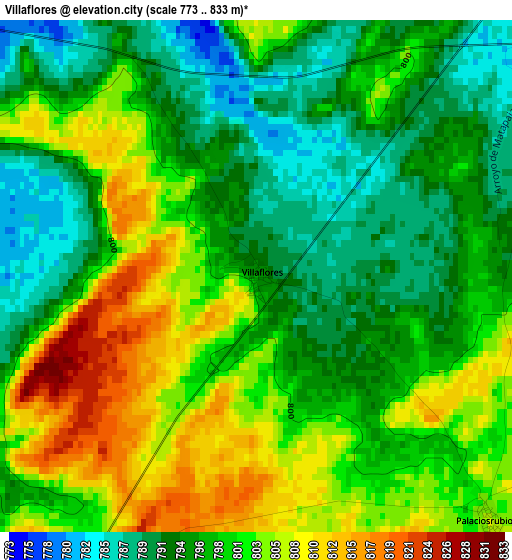 Villaflores elevation map