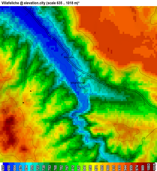 Villafeliche elevation map