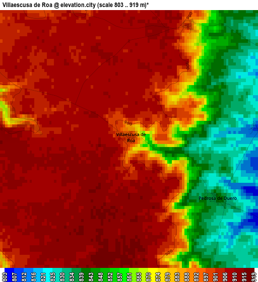 Villaescusa de Roa elevation map