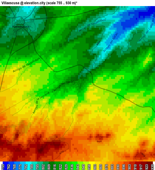 Villaescusa elevation map