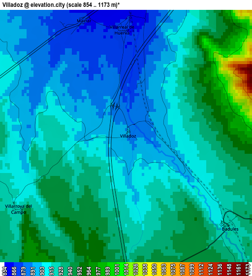 Villadoz elevation map