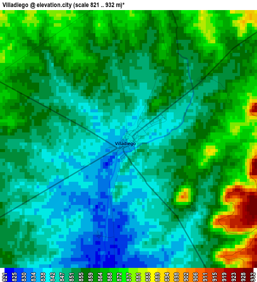 Villadiego elevation map