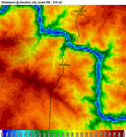 Villadepera elevation map