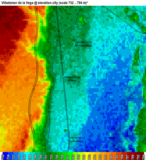 Villademor de la Vega elevation map