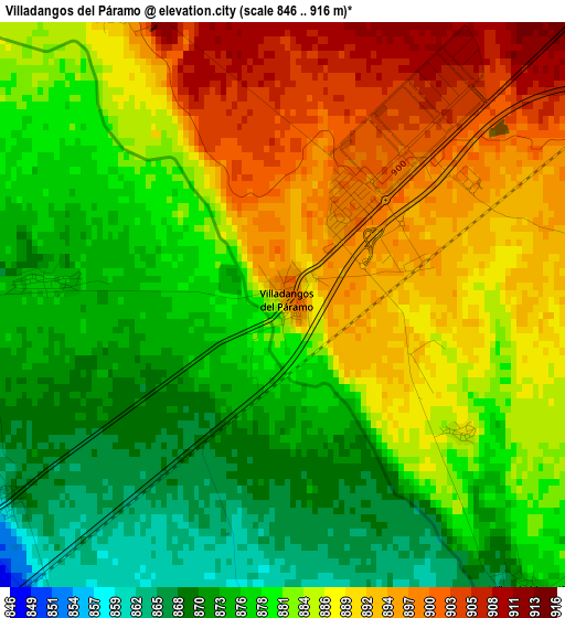 Villadangos del Páramo elevation map