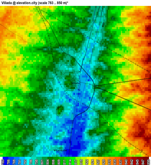 Villada elevation map