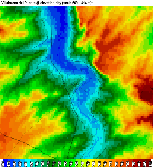 Villabuena del Puente elevation map