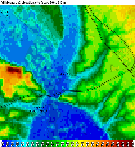 Villabrázaro elevation map