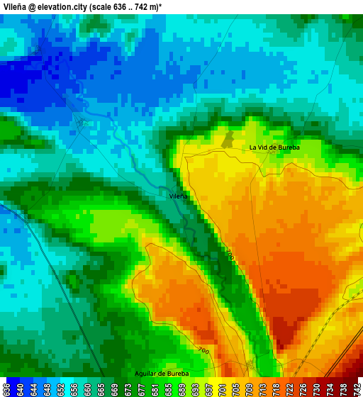 Vileña elevation map