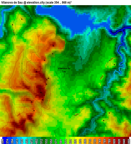 Vilanova de Sau elevation map