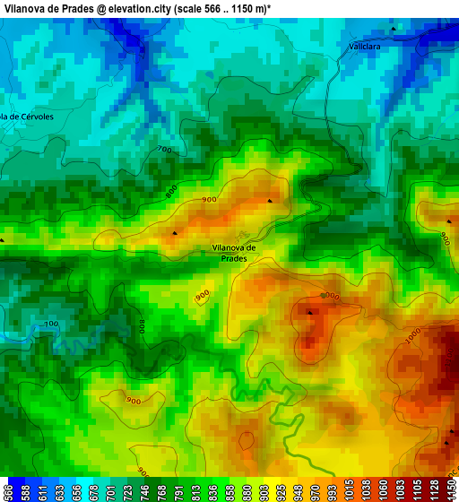 Vilanova de Prades elevation map